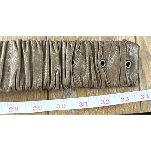 90s Y2K Disc Buckle Belt with Taupe Wide Elastic Band - Picture 7 of 8